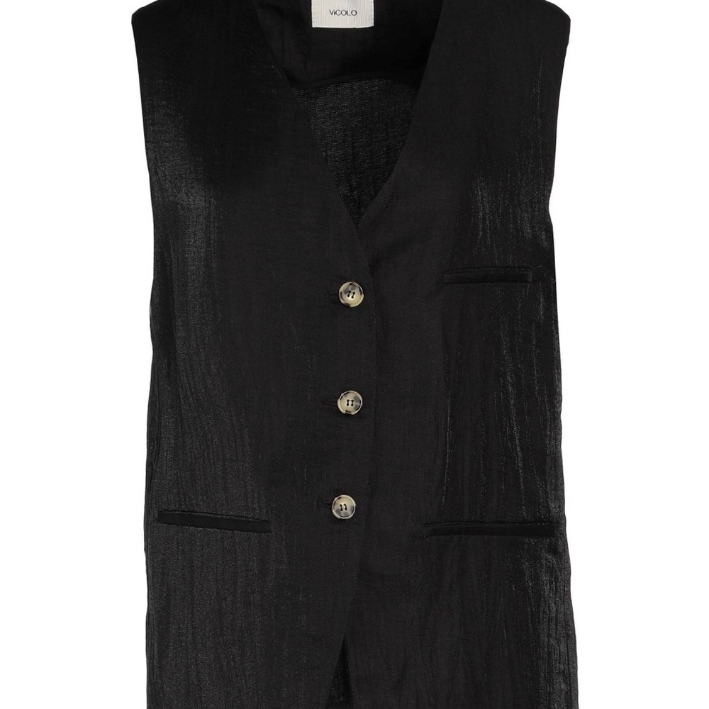 Italian Vicolo Brand New Women's Black Shinny Elegant Vest